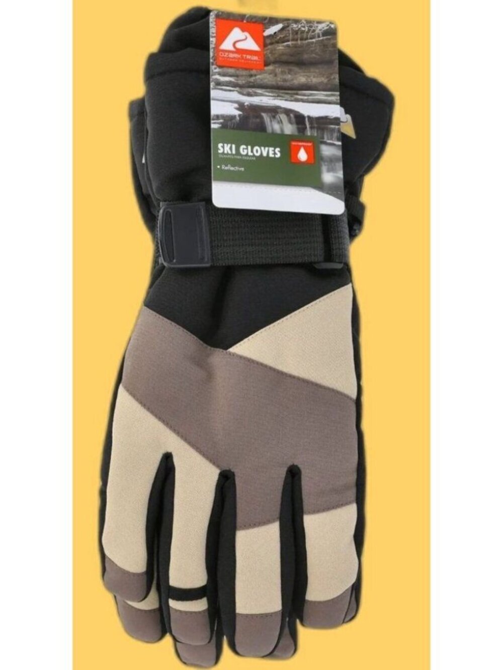 Ozark Trail Boys Winter Ski Gloves Water Resistant 3M Insulated Tan Black S-M NW
